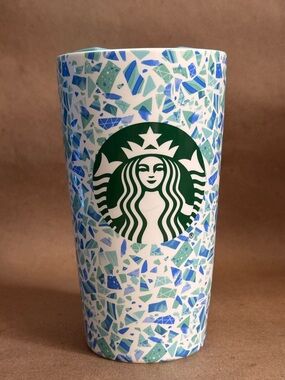 Starbucks 2019 Siren Rare Release Blue Green Mosaic Travel Ceramic Tumbler 12 oz